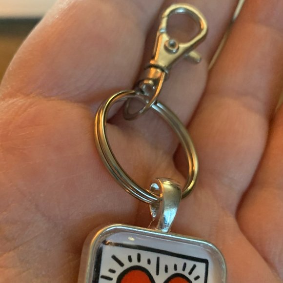 - (2/$12,4/$20) Keith Haring Love Keychain - Picture 2 of 2